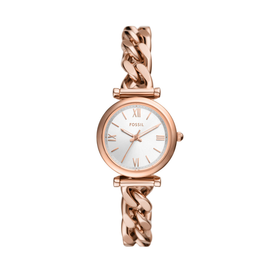 FOSSIL CARLIE 28MM ROESGOLD ROMAN NUMERAL 